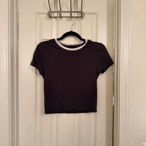 Abercrombie & Fitch Black baby tee with White Trim